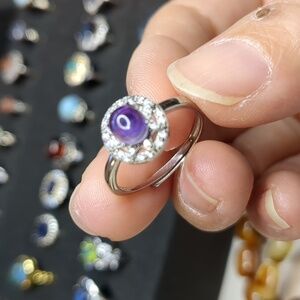 130 Amethyst ring, sterling silver, size adjustable